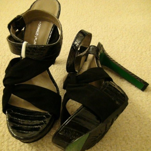 Lisa for Donald Pliner Deryk Black Suede Platform Sandal Heels 8.5M MSRP $285 - Picture 5 of 12